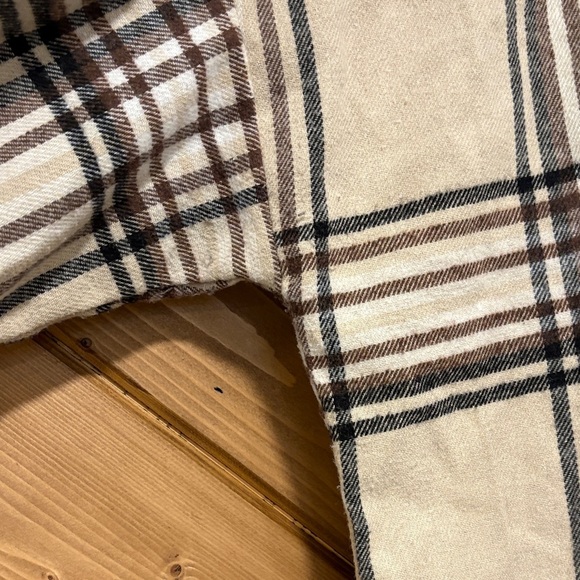 Beige and Brown Plaid Shirt Button Down Medium Ladies - Picture 4 of 5